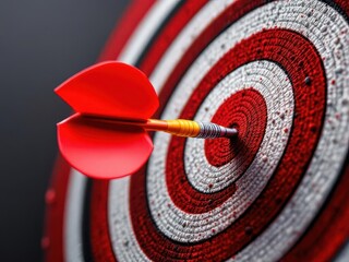Red dart hitting bullseye of a target, illustrating precision