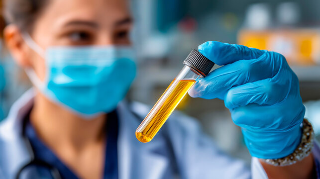 Culture swab close up faceless medical specimen defocused clinical background microbiological sample collection diagnostic testing tool bacterial culture specimen with copy