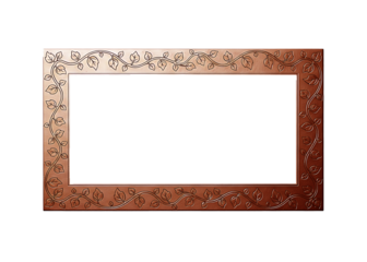 Ornate decorative picture frame with intricate floral patterns isolated on transparent background