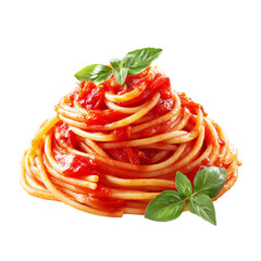 Spaghetti with tomato sauce isolated on transparent background