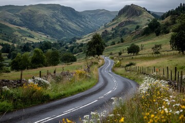 Naklejka premium Beautiful view of the road from above from a drone