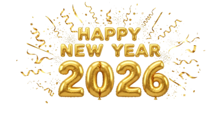 Golden 2026, Happy New Year Theme, Transparent Background