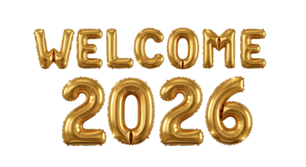 2026 golden symbol, 3d-illustration for happy new year on transparent background, Png