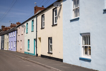 Row of pastel colored homes in Wales.