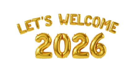 2026 golden symbol, 3d-illustration for happy new year on transparent background, Png