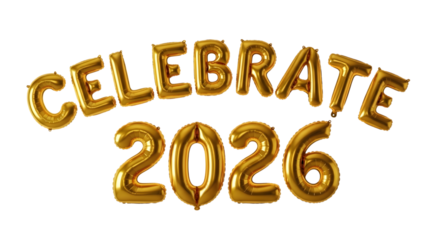 2026 golden symbol, 3d-illustration for happy new year on transparent background, Png