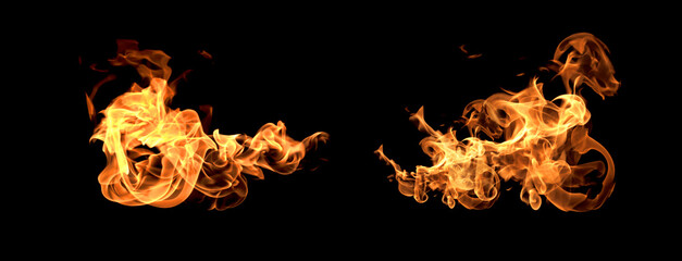 Fire flames on a black background