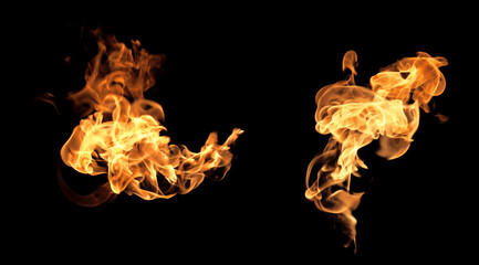Fire flames on a black background