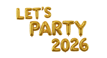 Shiny gold number spelling 2026, Happy new year isolated on transparent background
