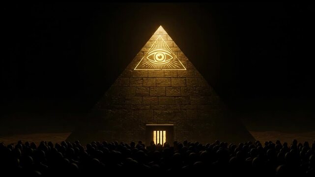 golden one-eyed pyramid illuminati that flashes in the dark
