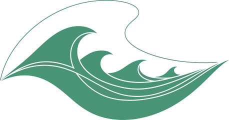 Elegant stylized ocean waves graphic for branding and nautical design projects