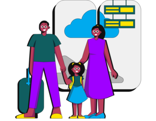 man and woman with shopping bags