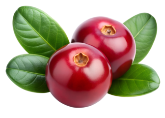 cranberries isolated on transparent white background full depth of field clipping path