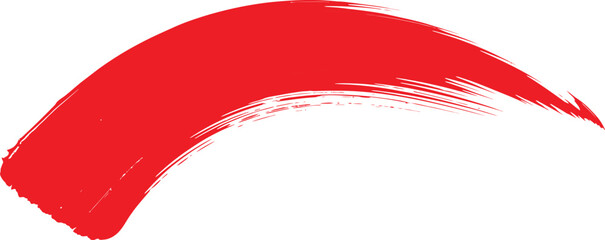 Bold red brush stroke abstract shape on a white background representing energy and movement