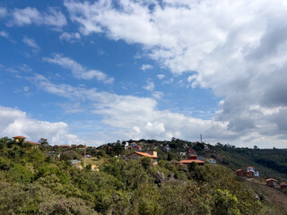Hillside Village Under a Bright Sky in Brazil