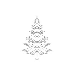 Obraz premium Elegant Pine Tree Outline for Christmas and Nature Designs. Vector Illustrations. EPS Editable