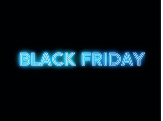 neon glowing black friday sign. glowing text on black background