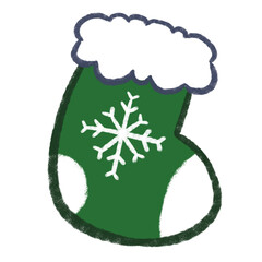 Green Snowflake Christmas Stocking Doodle Cartoon