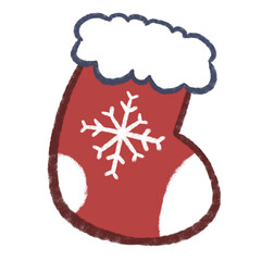Red Snowflake Christmas Stocking Doodle Cartoon