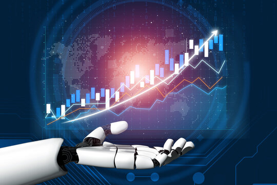 A futuristic robot hand showcases a vibrant data visualization featuring a growing graph, reflecting advancements in technology and analytics. Impute
