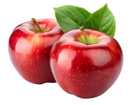 red apples isolated on transparent white background full depth of field clipping path