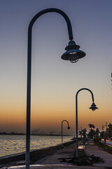 Colorful Streets of  sunrise in Cartagena City, in Colombia
