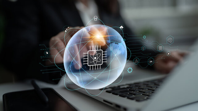 A global quantum computing network for the future of communication and data processing. A worldwide system powered by quantum technology and AI. Motif