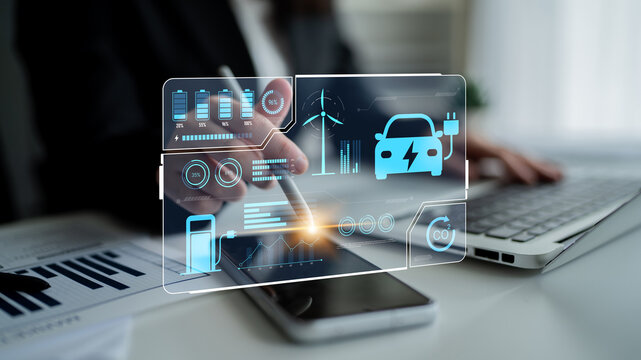 Charging dashboard for electric vehicles with battery status, energy usage, renewable integration, and CO2 impact tracking to support clean energy transition Latch