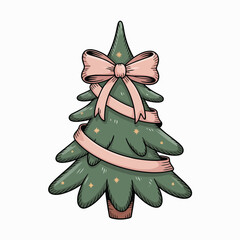 Festive merry christmas greeting card with holly and ornaments