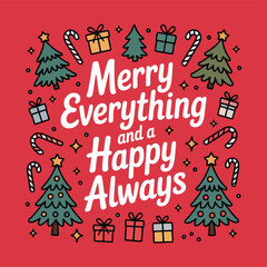 Festive merry christmas greeting card design with holiday elements