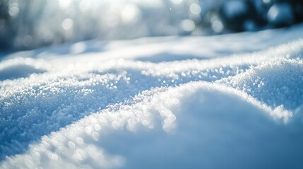 A serene winter scene with ice and snow shimmering under the light of the sun.