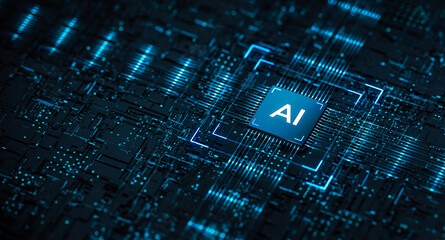 AI - Artificial Intelligence. Big Data and Deep Machine learning Concept. Business Internet Technology