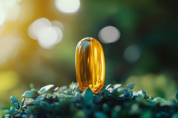 Elegant engagement ring on grass.