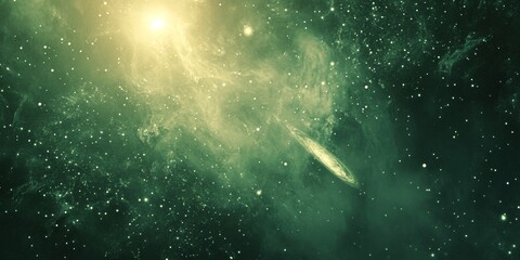 Glowing nebula filled with stars and cosmic dust.