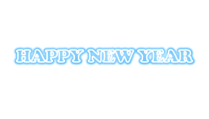 PNG, Bright blue happy new year wishes with a glowing effect on a black festive background