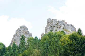 a huge rock massif among the forests
