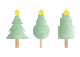 Different Shapes of Christmas Tree with Top Stars  Illustrations