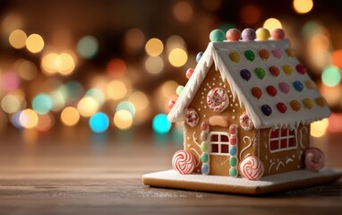 A gingerbread house with candy decorations on it