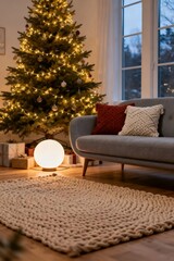 Modern Scandinavian Interior Decorated for Christmas