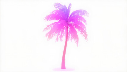 Naklejka premium Vibrant neon palm tree silhouette against a bright white background