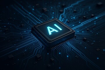Futuristic AI microchip representing nextgeneration artificial intelligence technology innovation