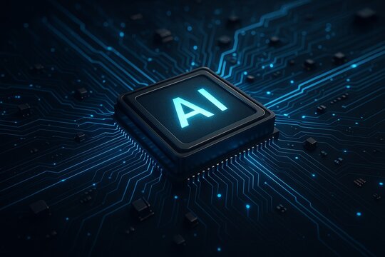 Futuristic AI microchip representing nextgeneration artificial intelligence technology innovation