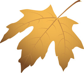 Naklejka premium Yellow maple leaf falling clipart. Autumn vector leaf with soft curved shape effect, isolated for stickers, cards, crafts and graphic design projects.