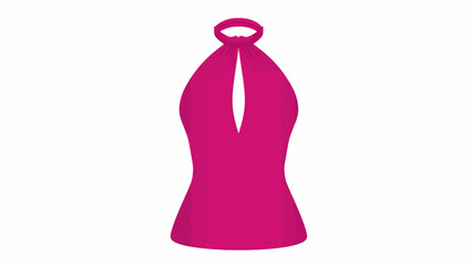 Vector Pink Halter Neck Top or Camisole Icon, Fashion Apparel Illustration for Women's Summer Clothing and Resort Wear
