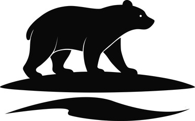 Black bear silhouette on a white background isolated on white background isolated on transparent background