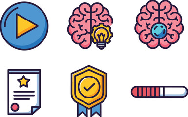 Microlearning and online education vector icons set