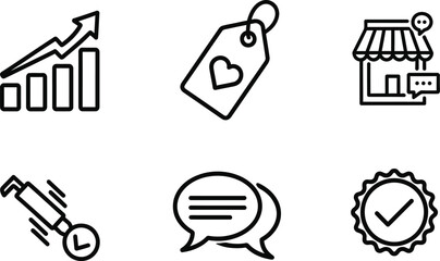 Personal branding and influencer marketing vector icons set