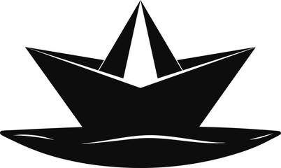 Black origami lotus flower silhouette isolated on white background isolated on transparent background