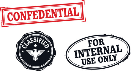 Privacy and Confidential Data Warning Stamp Vector Set