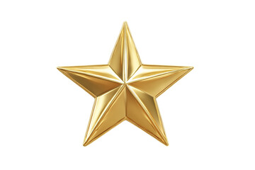 Fototapeta premium Shiny Golden Five Pointed Star with Subtle Reflections isolated on a transparent background metallic